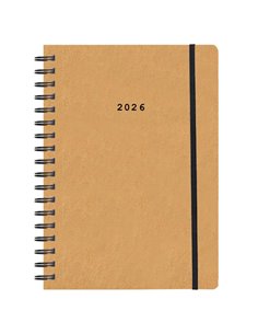 Next ημερολόγιο 2026 Natural ημερήσιο σπιράλ μουσταρδί με λάστιχο 14x21εκ.