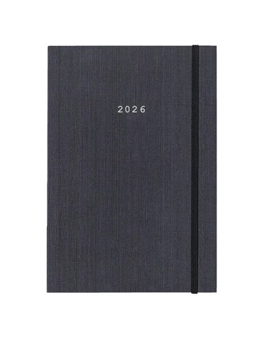 Next ημερολόγιο 2026 fabric ημερήσιο δετό γκρι με λάστιχο 12x17εκ.  Δυνατότητα εκτύπωσης