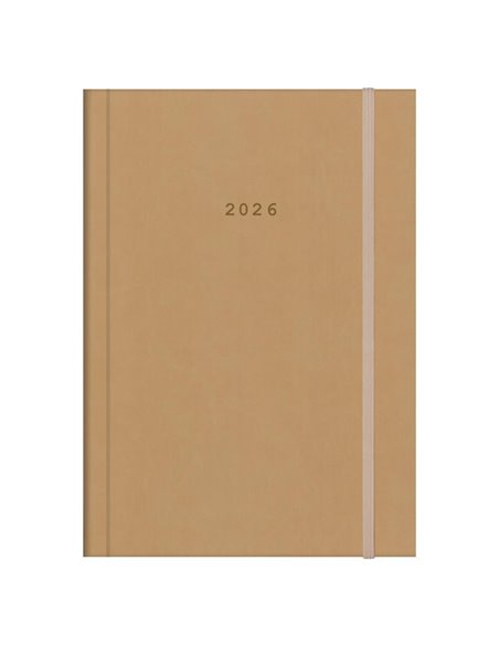Next ημερολόγιο 2026 velvet ημερήσιο δετό μπεζ με λάστιχο 14x21εκ. Δυνατότητα εκτύπωσης