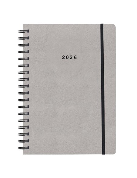 Next ημερολόγιο 2026 Natural ημερήσιο σπιράλ γκρι ανοιχτό με λάστιχο 14x21εκ.