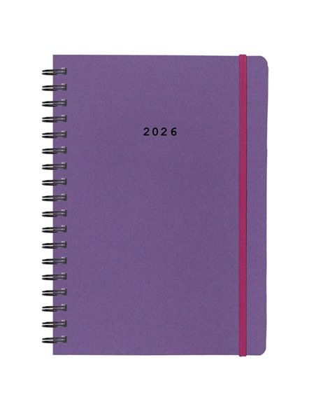 Next ημερολόγιο 2026 Natural ημερήσιο σπιράλ μωβ με λάστιχο 12x17εκ.  Δυνατότητα εκτύπωσης