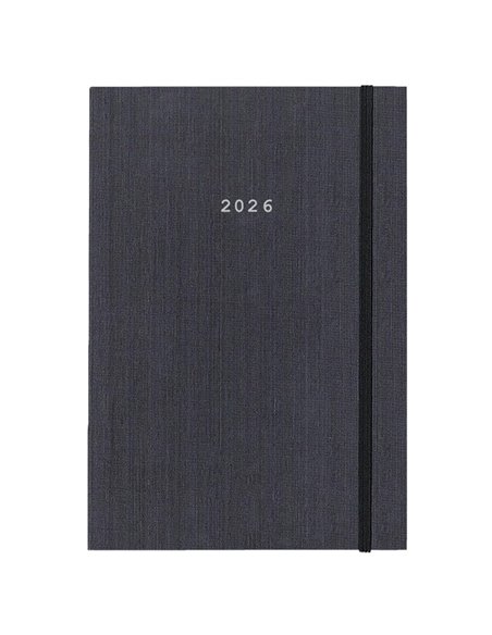 Next ημερολόγιο 2026 fabric ημερήσιο δετό γκρι με λάστιχο 17x25εκ.  Δυνατότητα εκτύπωσης