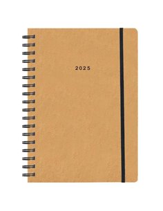 Next ημερολόγιο 2025 Natural ημερήσιο σπιράλ μουσταρδί με λάστιχο 12x17εκ.