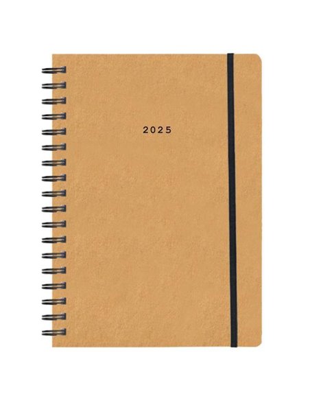 Next ημερολόγιο 2025 Natural ημερήσιο σπιράλ μουσταρδί με λάστιχο 12x17εκ.