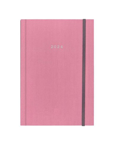 Next ημερολόγιο 2024 fabric ημερήσιο δετό ροζ με λάστιχο 12x17εκ.