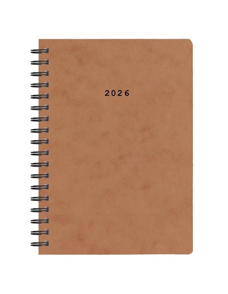 Next ημερολόγιο 2026 πρεσπάν ημερήσιο σπιράλ καφέ 17x25εκ.  Δυνατότητα εκτύπωσης