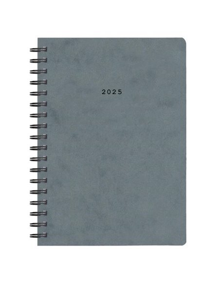 Next ημερολόγιο 2025 πρεσπάν ημερήσιο σπιράλ γκρι 14x21εκ.