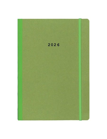 Next ημερολόγιο 2026 Natural ημερήσιο flexi πράσινο με λάστιχο 17x25εκ.  Δυνατότητα εκτύπωσης