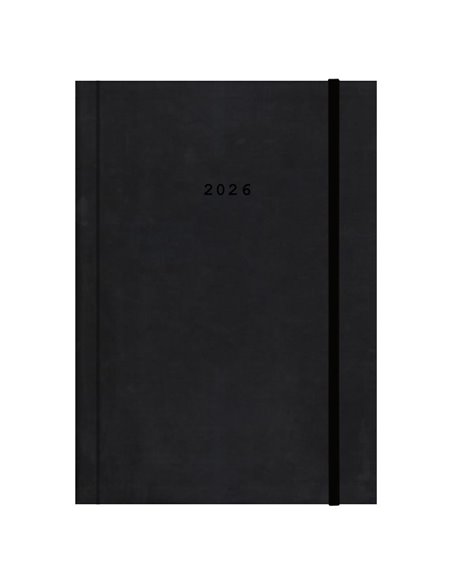 Next ημερολόγιο 2026 velvet ημερήσιο δετό μαύρο με λάστιχο 17x25εκ. Δυνατότητα εκτύπωσης