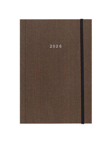 Next ημερολόγιο 2026 fabric ημερήσιο δετό καφέ με λάστιχο 12x17εκ.  Δυνατότητα εκτύπωσης