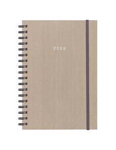 Next ημερολόγιο 2026 fabric plus ημερήσιο σπιράλ μπεζ 17x25εκ.  Δυνατότητα εκτύπωσης