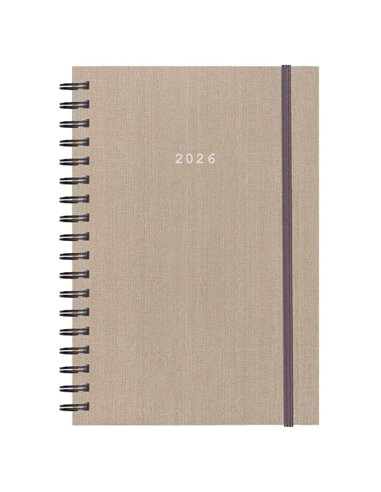 Next ημερολόγιο 2026 fabric plus ημερήσιο σπιράλ μπεζ 17x25εκ.  Δυνατότητα εκτύπωσης