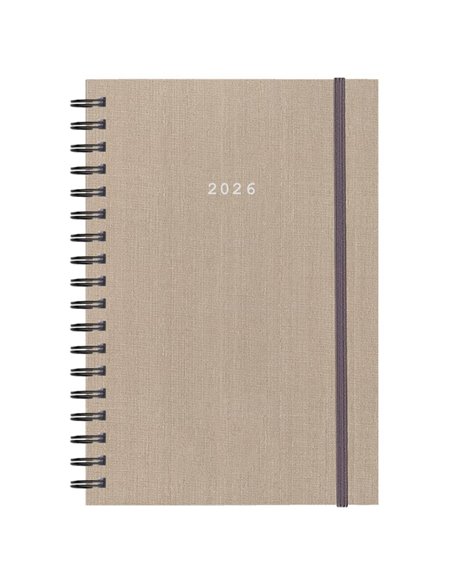 Next ημερολόγιο 2026 fabric plus ημερήσιο σπιράλ μπεζ 17x25εκ.  Δυνατότητα εκτύπωσης