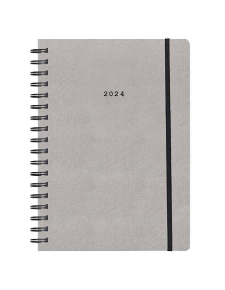 Next ημερολόγιο 2024 Natural ημερήσιο σπιράλ γκρι ανοιχτό με λάστιχο 17x25εκ.