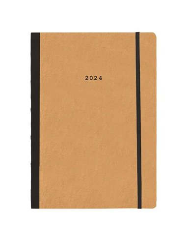 Next ημερολόγιο 2024 Natural ημερήσιο flexi μουσταρδί με λάστιχο 12x17εκ.