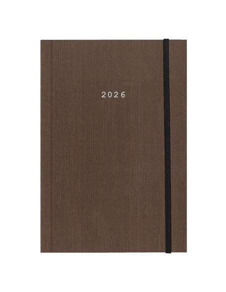 Next ημερολόγιο 2026 fabric ημερήσιο δετό καφέ με λάστιχο 14x21εκ.  Δυνατότητα εκτύπωσης