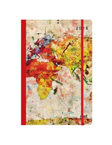 Next ημερολόγιο 2026 Trends World map ημερήσιο flexi με λάστιχο 14x21εκ.
