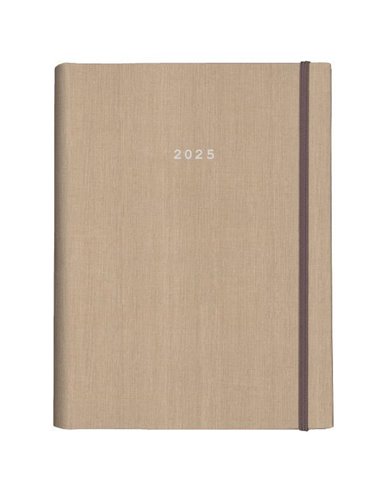Next ημερολόγιο 2025 fabric ημερήσιο κρυφό σπιράλ μπεζ 17x25εκ.