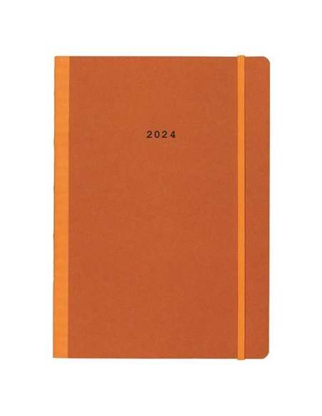 Next ημερολόγιο 2024 Natural ημερήσιο flexi πορτοκαλί με λάστιχο 14x21εκ.