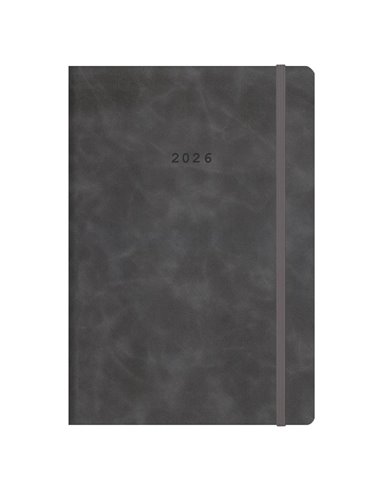 Next ημερολόγιο 2026 Cuba ημερήσιο flexi γκρι σκούρο με λάστιχο 17x25εκ. Δυνατότητα εκτύπωσης