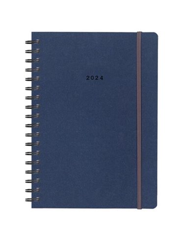 Next ημερολόγιο 2024 Natural ημερήσιο σπιράλ μπλε με λάστιχο 12x17εκ.