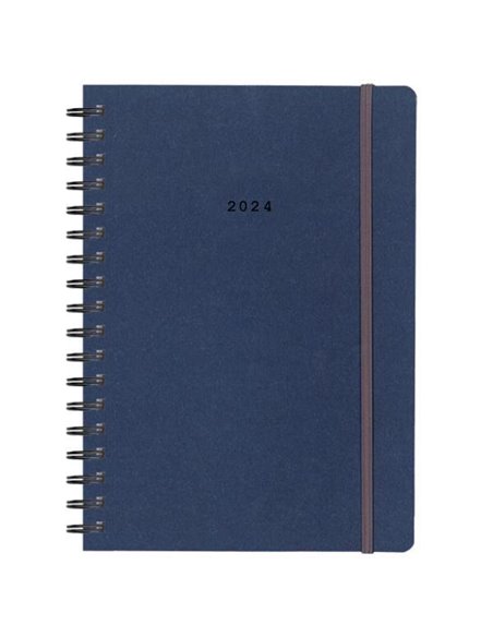 Next ημερολόγιο 2024 Natural ημερήσιο σπιράλ μπλε με λάστιχο 12x17εκ.