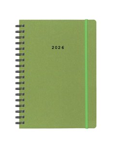 Next ημερολόγιο 2026 Natural ημερήσιο σπιράλ πράσινο με λάστιχο 14x21εκ.