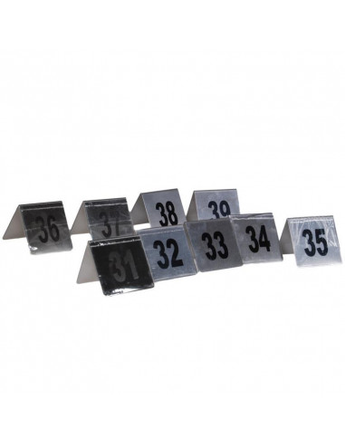 Αριθμοί τραπεζιού inox τύπου Λ, σετ 31-39 Υ7x7.5εκ. βάση