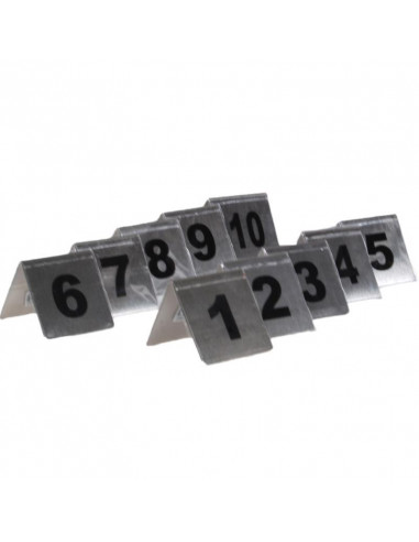 Αριθμοί τραπεζιού inox τύπου Λ, σετ 1-10 Υ7x7.5εκ. βάση