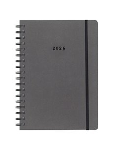Next ημερολόγιο 2026 Natural ημερήσιο σπιράλ γκρι σκούρο με λάστιχο 17x25εκ.  Δυνατότητα εκτύπωσης