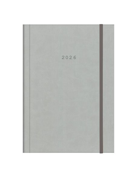 Next ημερολόγιο 2026 velvet ημερήσιο δετό γκρι με λάστιχο 14x21εκ. Δυνατότητα εκτύπωσης