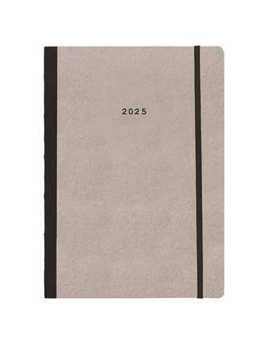 Next ημερολόγιο 2025 Natural ημερήσιο flexi γκρι ανοιχτό με λάστιχο 12x17εκ.