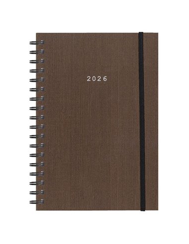 Next ημερολόγιο 2026 fabric plus ημερήσιο σπιράλ καφέ 17x25εκ.  Δυνατότητα εκτύπωσης