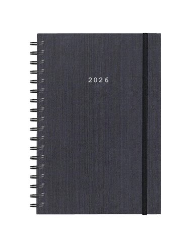 Next ημερολόγιο 2026 fabric plus ημερήσιο σπιράλ γκρι 17x25εκ.  Δυνατότητα εκτύπωσης