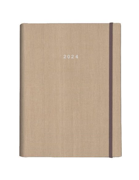 Next ημερολόγιο 2024 fabric ημερήσιο κρυφό σπιράλ μπεζ 14x21εκ.