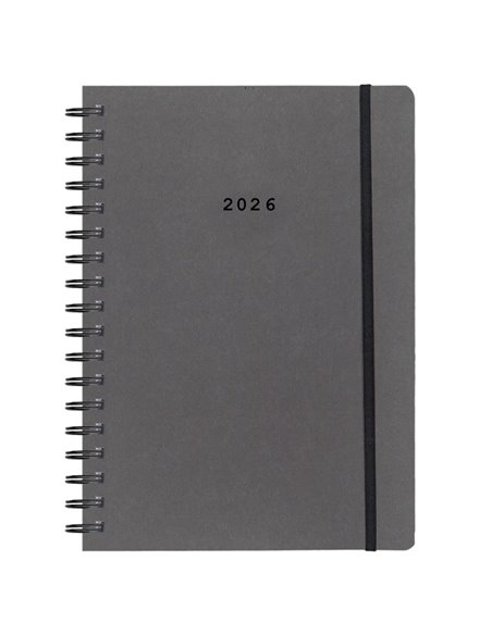 Next ημερολόγιο 2026 Natural ημερήσιο σπιράλ γκρι σκούρο με λάστιχο 12x17εκ.  Δυνατότητα εκτύπωσης