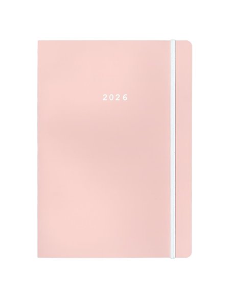 Next ημερολόγιο 2026 Pastel ημερήσιο flexi ροζ με λάστιχο 12x17εκ.