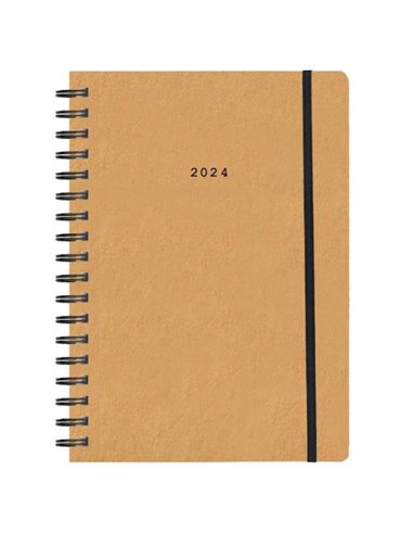 Next ημερολόγιο 2024 Natural ημερήσιο σπιράλ μουσταρδί με λάστιχο 17x25εκ.