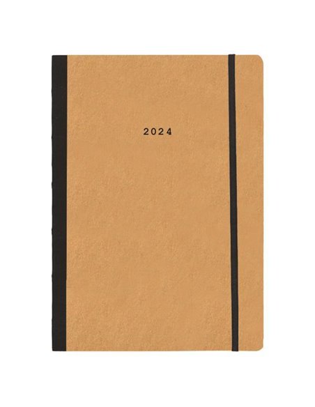 Next ημερολόγιο 2024 Natural ημερήσιο flexi μουσταρδί με λάστιχο 14x21εκ.