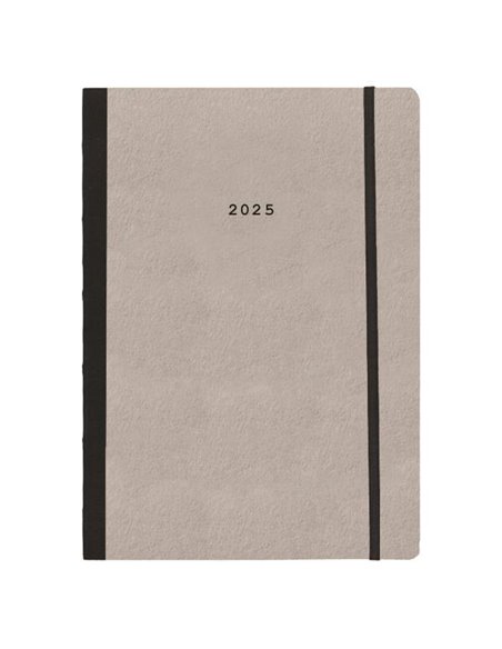 Next ημερολόγιο 2025 Natural ημερήσιο flexi γκρι ανοιχτό με λάστιχο 14x21εκ.