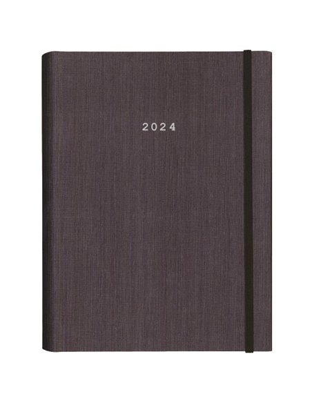 Next ημερολόγιο 2024 fabric ημερήσιο κρυφό σπιράλ γκρι σκούρο 14x21εκ.