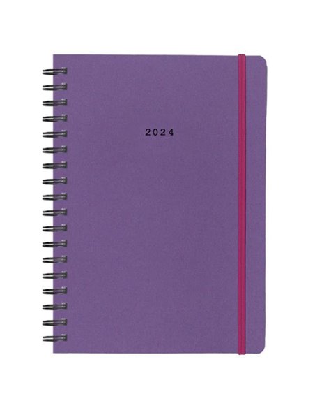 Next ημερολόγιο 2024 Natural ημερήσιο σπιράλ μωβ με λάστιχο 14x21εκ.