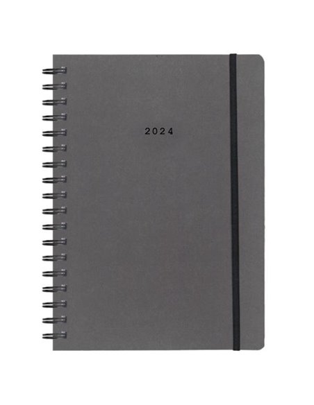 Next ημερολόγιο 2024 Natural ημερήσιο σπιράλ γκρι σκούρο με λάστιχο 17x25εκ.