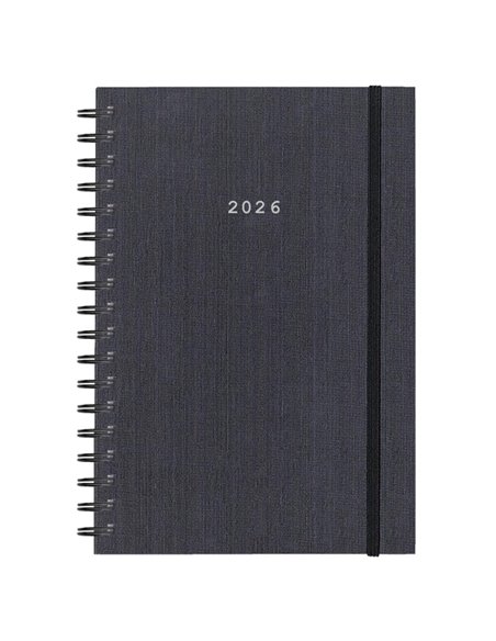 Next ημερολόγιο 2026 fabric plus ημερήσιο σπιράλ γκρι 12x17εκ.  Δυνατότητα εκτύπωσης