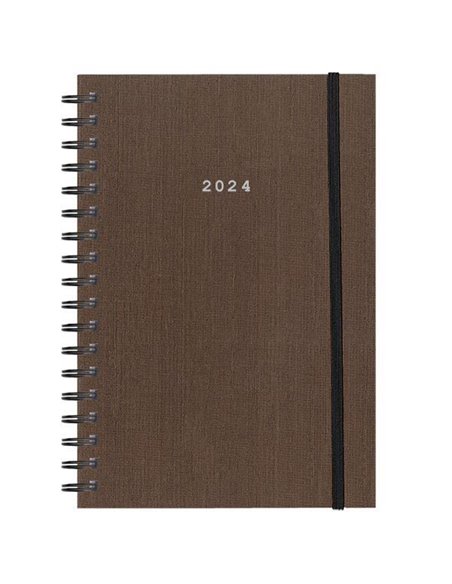 Next ημερολόγιο 2024 fabric plus ημερήσιο σπιράλ καφέ 14x21εκ.