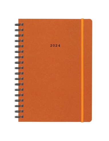 Next ημερολόγιο 2024 Natural ημερήσιο σπιράλ πορτοκαλί με λάστιχο 17x25εκ.