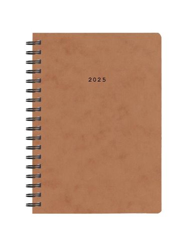 Next ημερολόγιο 2025 πρεσπάν ημερήσιο σπιράλ καφέ 17x25εκ.