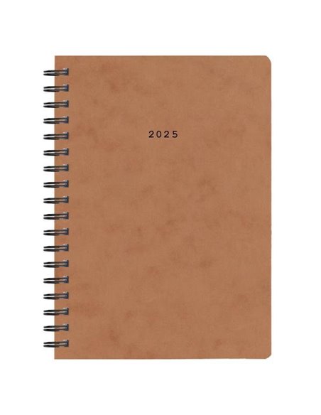 Next ημερολόγιο 2025 πρεσπάν ημερήσιο σπιράλ καφέ 17x25εκ.