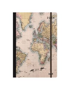 Next ημερολόγιο 2024 Trends ημερήσιο flexi με λάστιχο 12x17εκ. World map II