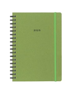 Next ημερολόγιο 2025 Natural ημερήσιο σπιράλ πράσινο με λάστιχο 14x21εκ.